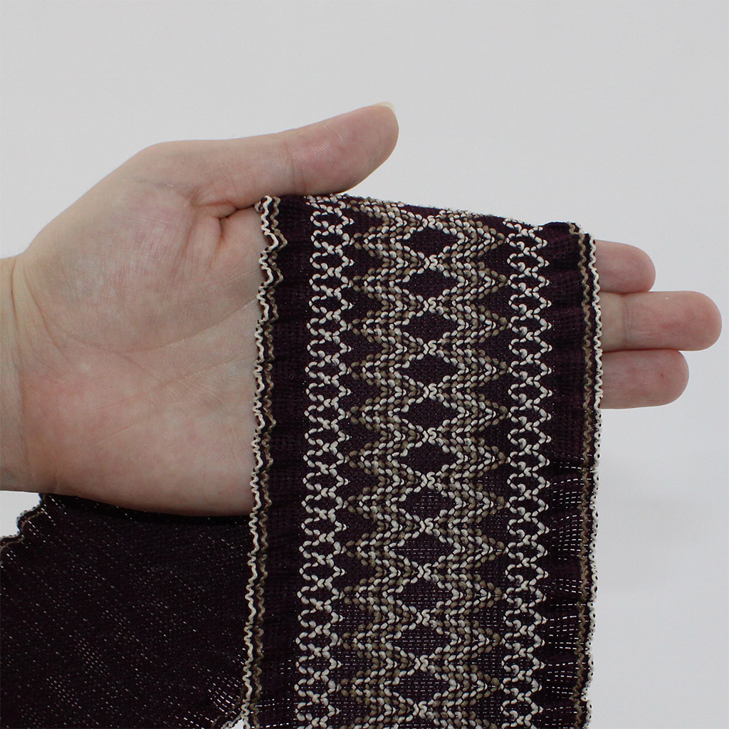 ELÁSTICO ÉTNICO BABADO ZOE 8,3cm VINHO/KAKI/PÊSSEGO 25m ELÁSTICO ÉTNICO BABADO ZOE 8,3cm VINHO/KAKI/PÊSSEGO 25m