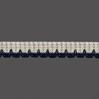 RENDA BICO ONDULADO LEILA 3,1cm CRU/MARINHO 30m