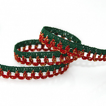 RENDA PICOT 1cm VERMELHO/VERDE/OURO 10m