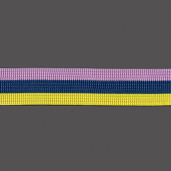 ELÁSTICO PREGA LISTRA 4,3cm AMARELO/AZUL ATLANTIS/LAVANDA 25m