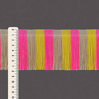 FRANJA FINA LISTRADA 7,8cm AMARELO/ROSA/AREIA ESCURO 10m