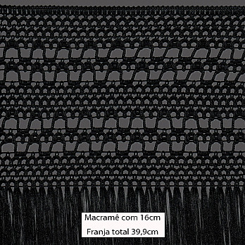 FRANJA MACRAMÊ PALITO 39,9cm PRETO 10m