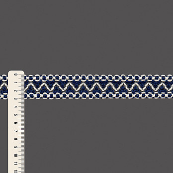 ENTREMEIO ZIG ZAG BOLINHA LOLLA 3,1cm AZUL/CHAMPAGNE 30m