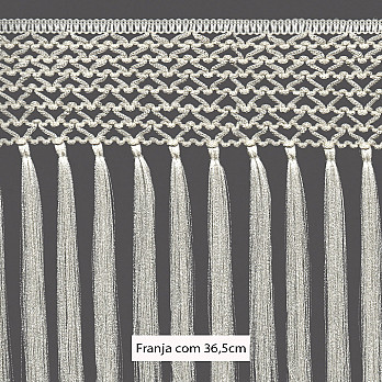 FRANJA MACRAMÊ PINGENTE 36,5cm CHAMPAGNE 10m