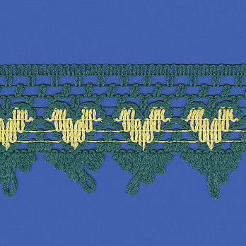 RENDA CORAÇÃO 4,8cm VERDE BANDEIRA/AMARELO 30m