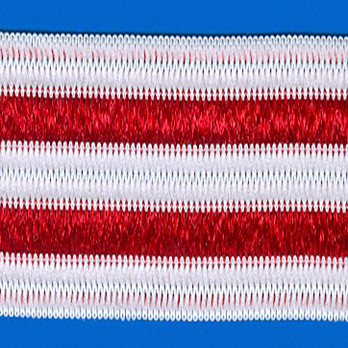 ELÁSTICO LISTRADO 4,8cm BRANCO/VERMELHO 25m