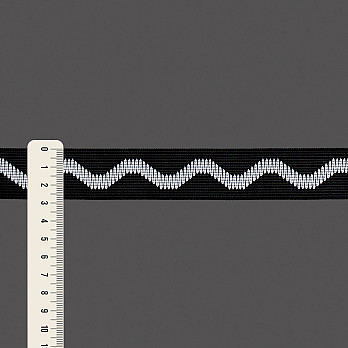 FITA RÍGIDA ZIG ZAG ONDULADO 2,8cm PRETO/BRANCO 20m