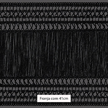 FRANJA ENTREMEIO MACRAMÊ PALITO X 41cm PRETO 10m