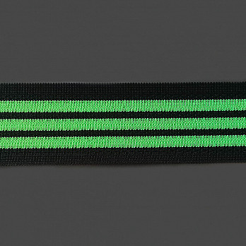 ELÁSTICO SPORT LISTRADO 5,2cm PRETO/VERDE NEON 25m