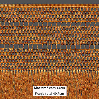 FRANJA MACRAMÊ PALITO 49,7cm MOSTARDA CLARO 10m