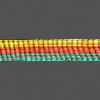 ELÁSTICO PREGA LISTRA 4,3cm AMARELO/TIJOLO/VERDE 25m