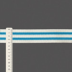 ELÁSTICO MÉDIO LISTRADO BOMBER 4,1cm CHAMPAGNE/AZUL 25m