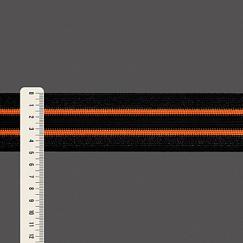 ELÁSTICO MÉDIO LISTRADO SPORT 4,9cm PRETO/PRETO/SALMÃO 25m