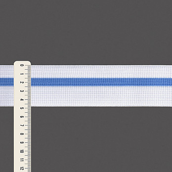 ELÁSTICO LISTRADO 4,8cm BRANCO/AZUL/BRANCO 25m