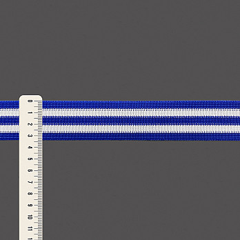 ELÁSTICO MÉDIO LISTRADO 3,4cm AZUL ROYAL/BRANCO 25m