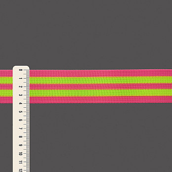 ELÁSTICO MÉDIO LISTRADO 4cm PINK NEON/AMARELO NEON 25m