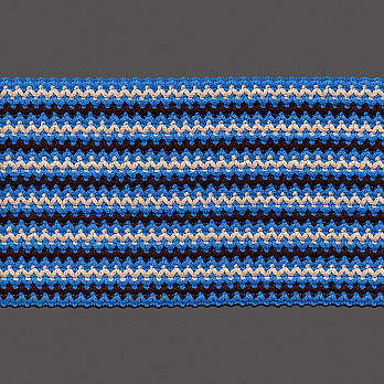 ELÁSTICO ZIG ZAG CADENETA 12,3cm AZUL VANILLA/CRU/CAFÉ 25m