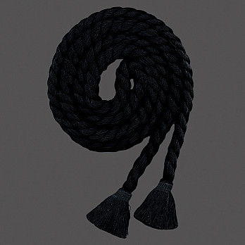 CORDÃO GROSSO 1,2cm COM PINGENTE PRETO 1,8m 1un