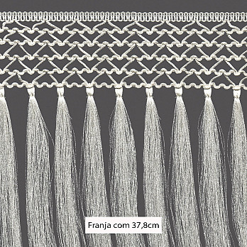 FRANJA MACRAMÊ PINGENTE 37,8cm CHAMPAGNE 10m