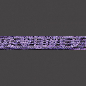 ELÁSTICO LOVE 3,2cm LAVANDA/LUREX PÚRPURA 25m