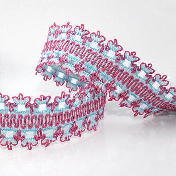 ELÁSTICO ZIG ZAG BICO EVA 3cm ROSA/AZUL PASTEL/CHAMPAGNE