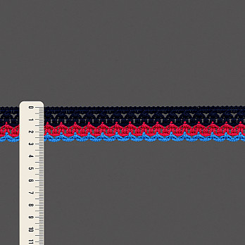 RENDA CROCHÊ CISSA 2,8cm AZUL ESCURO/MAGENTA/AZUL VANILLA 30m