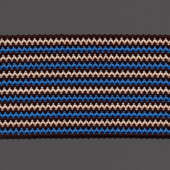 ELÁSTICO ZIG ZAG CADENETA 12,3cm CAFÉ/CRU/AZUL VANILLA 25m