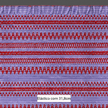 ELÁSTICO ZIG ZAG BABADO TOP 31,8cm LILÁS CLARO/VERMELHO 10m