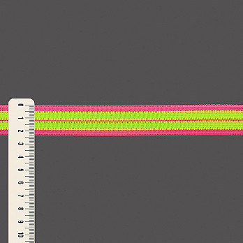 ELÁSTICO LISTRADO 2,4cm PINK NEON/AMARELO NEON 25m