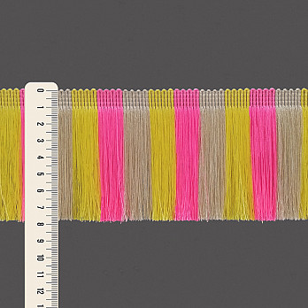 FRANJA MÉDIA LISTRADA 7,8cm AMARELO/ROSA/AREIA ESCURO 10m