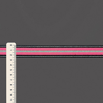ELÁSTICO LISTRADO 2,5cm PRETO/PINK NEON/SEM BENEF./TRANSPINK 25m