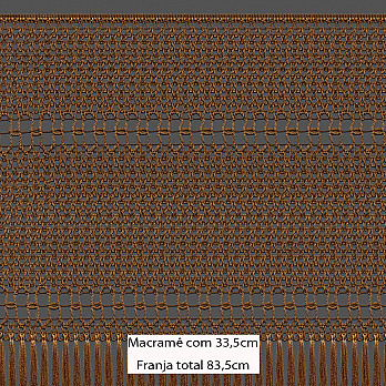 FRANJA MACRAMÊ PINGENTE 83,5cm OCRE 10m