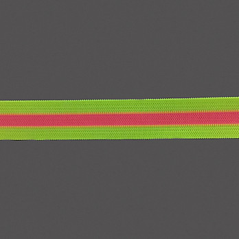 ELÁSTICO LISTRADO 1,9cm AMARELO NEON/PINK NEON 25m