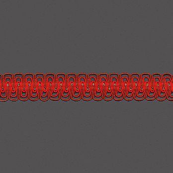 PASSAMANARIA ONDULADA STRASS 3,5cm TELHA/VERMELHO CORAL/PRATA/OURO 20m
