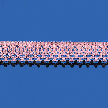 RENDA BAHIA 3,8cm ROSA CLARO/PRETO 30m