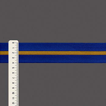 ELÁSTICO CAMBARÁ LISTRADO 4cm AZUL ROYAL/AMARELO 25m