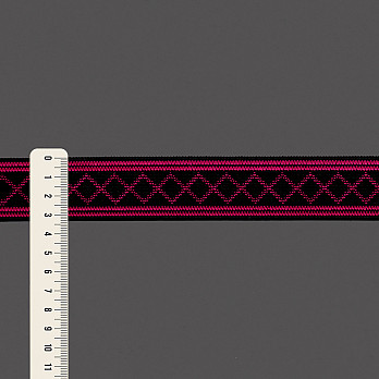 ELÁSTICO IMBUIA ÉTNICO SURI 3,3cm PRETO/MAGENTA 25m