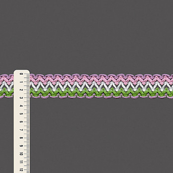 ENTREMEIO CROCHÊ ZIG ZAG 3cm LAVANDA/ROSA/SEM BENEFICIAMENTO/VERDE MAÇÃ 30m
