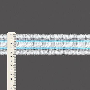 ELÁSTICO FRANZIDO BABADO AIME 4,6cm SEM BENEFICIAMENTO/AZUL PASTEL/PRATA 25m