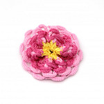 APLIQUE FLOR CROCHÊ 5,5cm AMARELO BEBÊ/ROSA