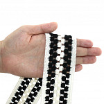 ELÁSTICO CROCHÊ LISTRADO MARIA 5,2cm CHAMPAGNE/PRETO 25m