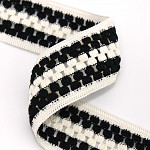 ELÁSTICO CROCHÊ LISTRADO MARIA 5,2cm CHAMPAGNE/PRETO 25m