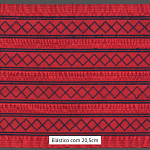 ELÁSTICO GEOMÉTRICO BABADO TOP 20,5cm VERMELHO MAÇÃ/AZUL ESCURO 10m