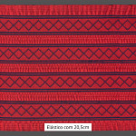 ELÁSTICO GEOMÉTRICO BABADO TOP 20,5cm VERMELHO MAÇÃO/AZUL 10m