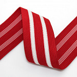 ELASTICO LISTRADO 4,1cm VERMELHO/CHAMPAGNE 25m