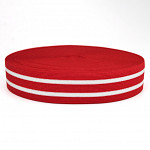 ELASTICO LISTRADO 4,1cm VERMELHO/CHAMPAGNE 25m