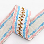 ELÁSTICO LISTRADO ÉTNICO TAYLA 4,2cm ALGODÃO DOCE/AZUL PASTEL/MOSTARDA/CHAMPAGNE 25m