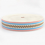 ELÁSTICO LISTRADO ÉTNICO TAYLA 4,2cm ALGODÃO DOCE/AZUL PASTEL/MOSTARDA/CHAMPAGNE 25m