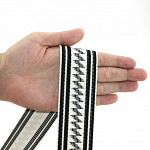 ELÁSTICO LISTRADO ÉTNICO TAYLA 4,2cm CHAMPAGNE/PRETO 25m