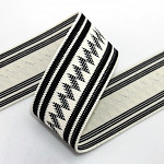 ELÁSTICO LISTRADO ÉTNICO TAYLA 4,2cm CHAMPAGNE/PRETO 25m